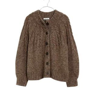 Madewell Harwood Cableknit Mockneck Cardigan Sweater